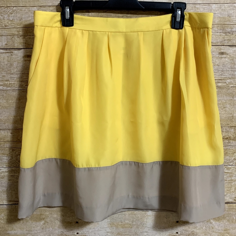 J. CREW Pleated Colorblock Skirt Size 14